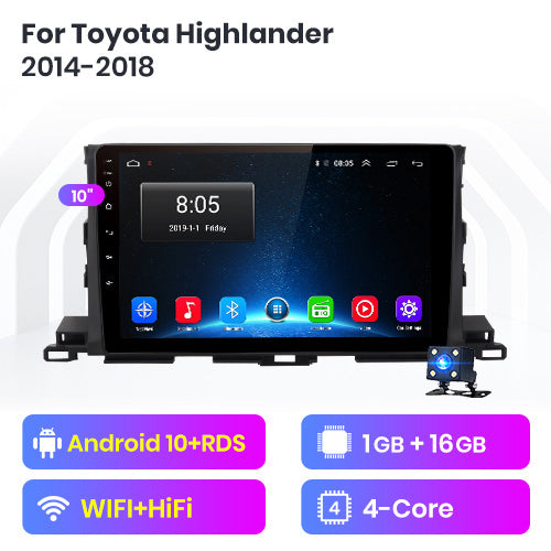 Junsun V1 2G+32G Android 10.0 RDS For Toyota Highlander 2014-2018 Car Radio Multimedia Video Player GPS RDS 2 din dvd